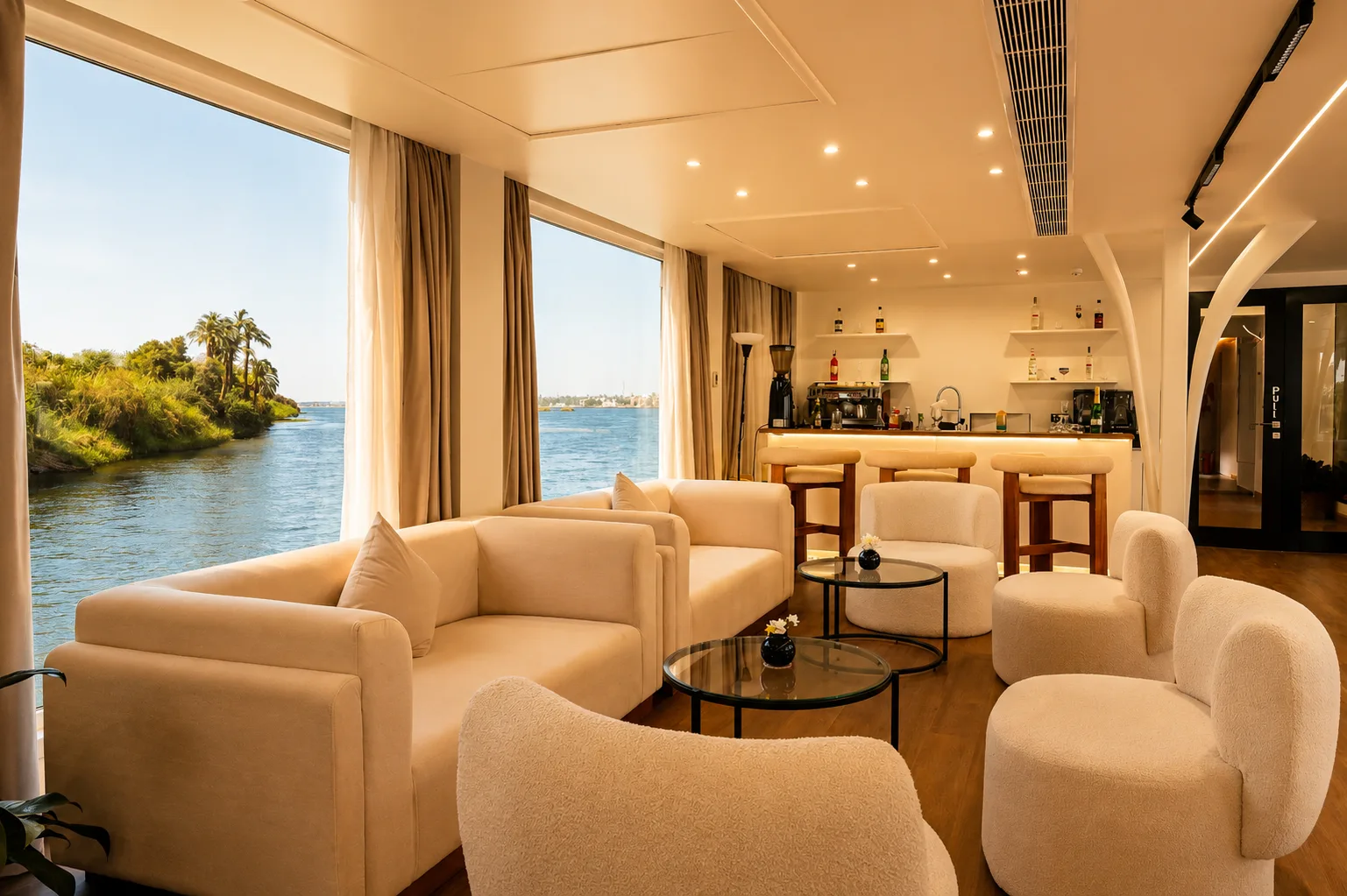 Dining aboard Hathor