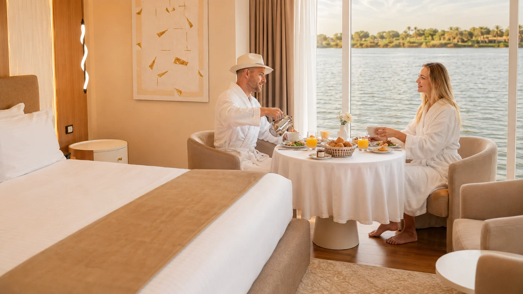 Hathor luxury suite aboard the Nile dahabiya